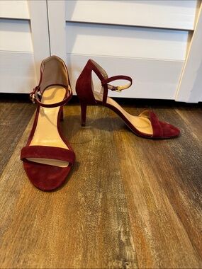 MICHAEL KORS Burgundy Suede Ankle-Strap Heels-Size9